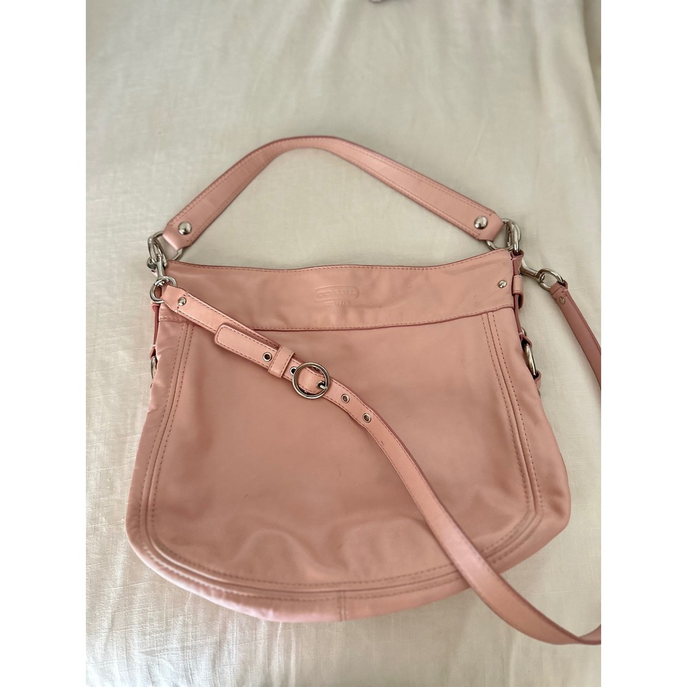 Vintage Blush PINK COACH Large Zoe Leather Hobo Bag Y2K Convertible F14706 🌸💕 - Picture 7 of 9